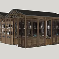 Ancient Wooden Architecture with Connected Corridors Glass Windows and Gray Roof Tiles