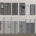 Modern Refrigerators and Freezers in Multiple Styles and Designs on 3d model