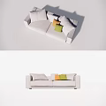 modern double sofa double sofa fabric leather 3d model