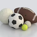 Assorted Sports Equipment Featuring Different Balls Including Football Volleyball Tennis And Rugby