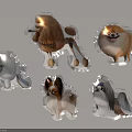 Inflatable Animal Pet Models With Various Dog Breeds Designs Shiny Silver And Transparent Surface