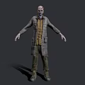 Zombie Game Movie Character With Tattered Skin Long Coat And Yellow Shirt