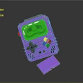 Pixel Style Purple Handheld Game Console With Green Screen And Colorful Buttons