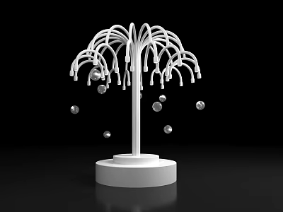 Tree Shaped Decorative Light With White Branches And Hanging Silver Spheres 3d model
