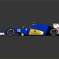 Blue Single Seater Racing Car With Number 12 Streamlined Design And Black Tires
