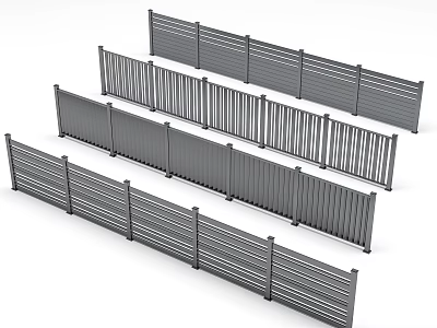 Modern Fence Designs With Slatted Panels And Various Styles For Outdoor Use 3d model