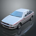 Silver Two Door Coupe Car With Red Stripe Classic Design Details