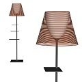 Modern Contemporary Floor Lamp With Striped Brown Cream Shade And Metal Stand