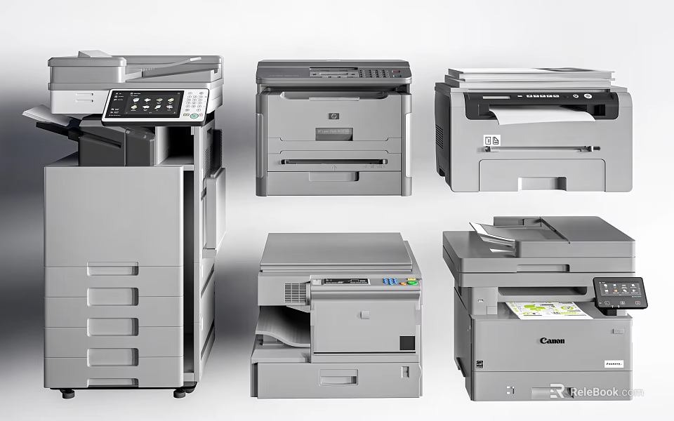 Smart Office Machines Representing Different Printer Types 3d model 