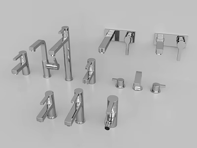 Stylish Modern Chrome Faucets In Various Designs For Kitchen And Bathroom 3d model