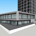 Modern Architectural Complex With Tall Building Low Rise Podium And Glass Windows Exterior