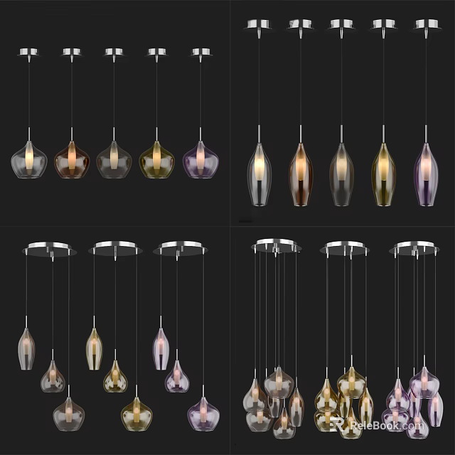 Modern Pendant Lights With Various Stylish Colorful Designs For Interior Home Decor 3d model 
