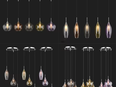 Modern Pendant Lights With Various Stylish Colorful Designs For Interior Home Decor 3d model