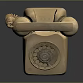 Vintage Beige Rotary Dial Telephone With Curled Cord And Classic Retro Design
