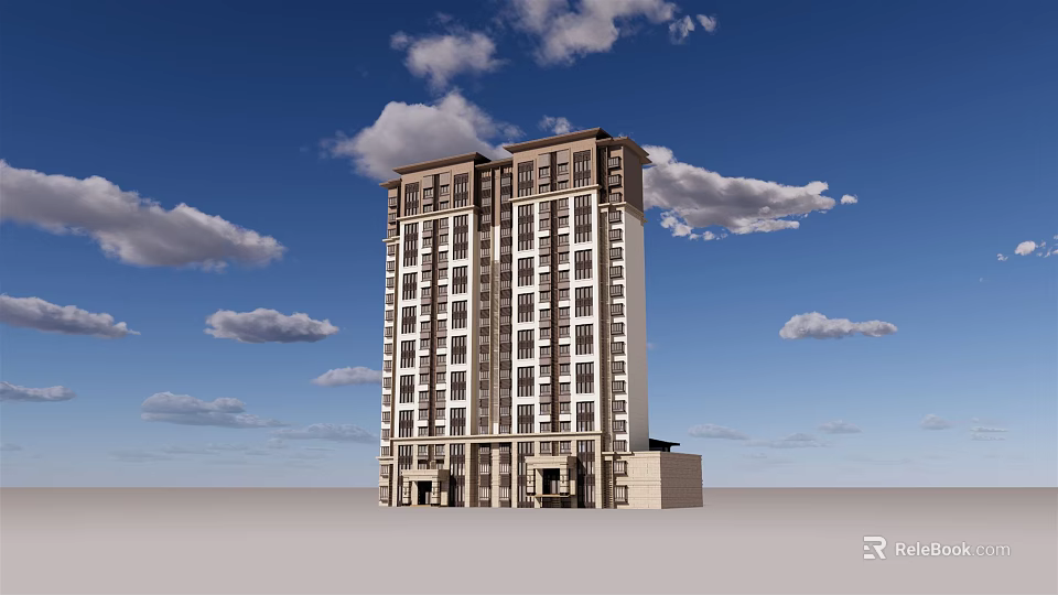 Modern Open Kitchen Interior Design With Island Counter And Appliances 3d model