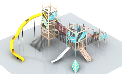 Modern slide outdoor comprehensive equipment 3d model