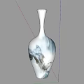 Elegant White Vase With Landscape Art And Fresh Flower Arrangement