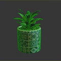 Blue And White Patterned Ceramic Succulent Plant Pot For Home Decor