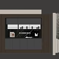 Modern Dark Gray Sideboard With Glass Doors Lighting Marble Countertop Coffee Machine Books