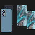 Sleek Modern Smartphones In Blue Black With Multi Camera Module Design 3d model