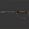 Traditional Dagger With Wooden Handle Sharp Curved Blade And Decorative Metal Guard