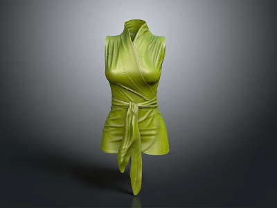 Fashionable Green Sleeveless Wrap Top With Flowy Fabric And Stylish Design 3d model