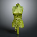 Fashionable Green Sleeveless Wrap Top With Flowy Fabric And Stylish Design