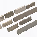 Gray Stone Building Materials With Various Long Shapes And Rough Surfaces 3d model