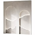 Modern Arched Wall Design With Gray Surface And White Lighting Accents 3d model