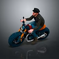 Man In Black Cap Sitting On Custom Motorcycle With Big Tires And Vintage Design