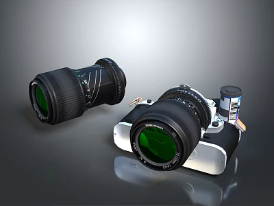 Vintage Film Camera With Interchangeable Lenses And Classic Electronics Design 3d model