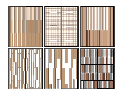 Modern Sliding Doors With Various Wooden Patterns And Neutral Tones 3d model