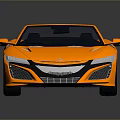 Orange Convertible Sports Car Sleek Design Black Top Alloy Wheels with Reflection on Gray Background