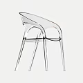 Transparent Dining Chair With Curved Backrest Armrests And Slender Legs Modern Design