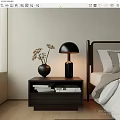 Modern Bedside Table Bedside Table Lamp Dead Branch Ornaments 3d model