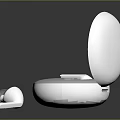 White Wireless Earbuds With Open Charging Case And Single Earbud