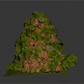 Triangular Autumn Decorative Structure With Small Pumpkins And Lush Green Foliage