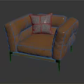 Plush Orange Single Sofa With Gray Pillow Black Legs And Modern Upholstered Design