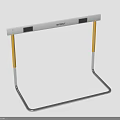 Sports Training Hurdle With White Crossbar Black Stripes And Yellow Silver Legs