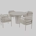 Modern Outdoor Table Set With Light Colored Woven Chairs For Patio Use 3d model