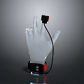 Transparent Glove Device With Black Sensor On Finger Black Red Wrist Strap And Connecting Cable