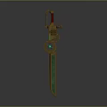 Ornate Fantasy Sword With Golden Accents Green Blade And Circular Gem Details