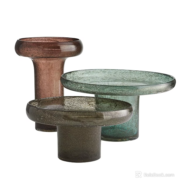 Modern Glass Coffee Tables With Round Tops And Different Colored Bases 3d model