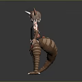Game And Movie Character With Pink Hair Green Eyes Animal Ears Striped Tail Claws