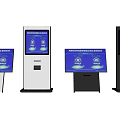 Public Facility Modern Self Service Kiosks With Blue Screen And Service Icons