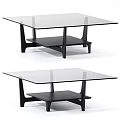 Modern Design Glass Top Coffee Table With Black Frame And Lower Shelf 3d model