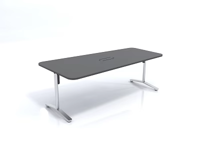 Modern Sleek Conference Table With Gray Top And Metal Legs Design 3d model