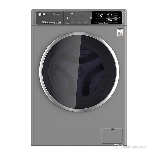 Modern Gray Front Loading Washing Machine With Circular Door And Control Panel 3d model 