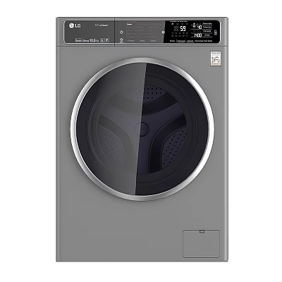 Modern Gray Front Loading Washing Machine With Circular Door And Control Panel 3d model