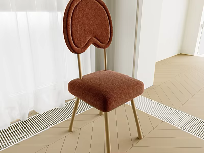 Modern Brown Fabric Chair With Rounded Backrest And Golden Metal Legs 3d model